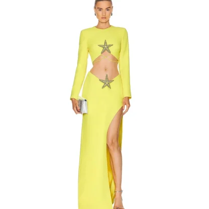 Cropped Top and High Split Skirt Set