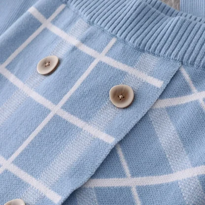 Winter High Neck Plaid Skirt Set - Image 6