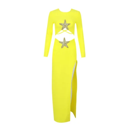 Cropped Top and High Split Skirt Set - Image 4