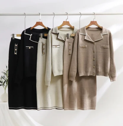 Knitted Polo Neck Skirt Set - Image 2