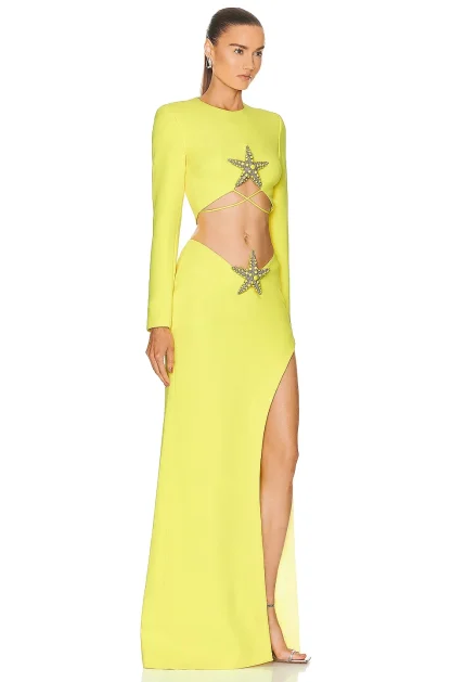 Cropped Top and High Split Skirt Set - Image 2