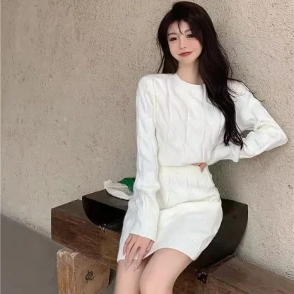 Two-Piece Sweater Skirt Set - Image 4