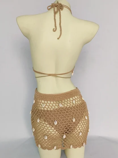 Crochet Shell Tassel Bikini Skirt Set - Image 2