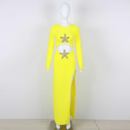 Cropped Top and High Split Skirt Set - Image 6