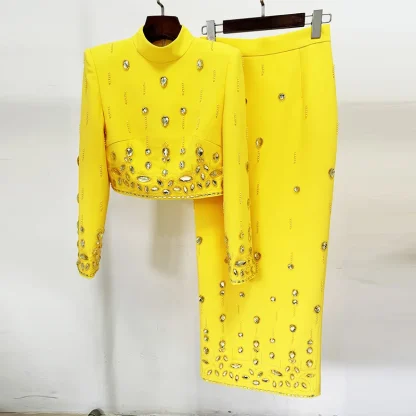 Sequined Zipper Maxi Skirt Set - Image 2