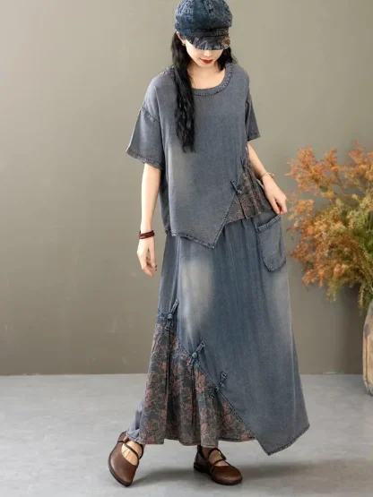 Summer Denim Loose Skirt Set - Image 3