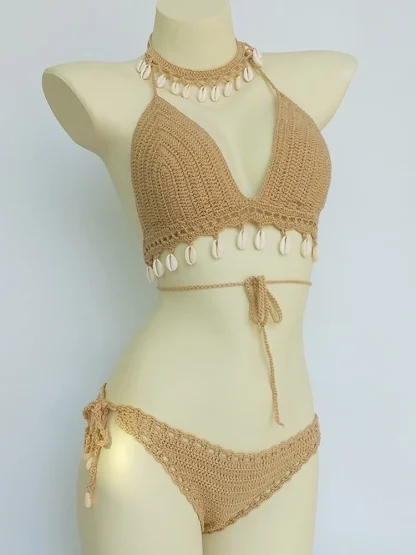 Crochet Shell Tassel Bikini Skirt Set - Image 5