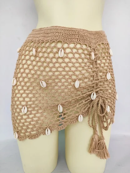 Crochet Shell Tassel Bikini Skirt Set - Image 6