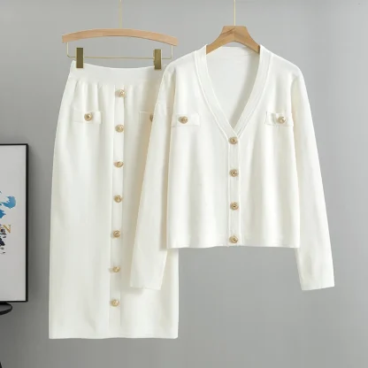Matching Knit Blazer Skirt Set - Image 5
