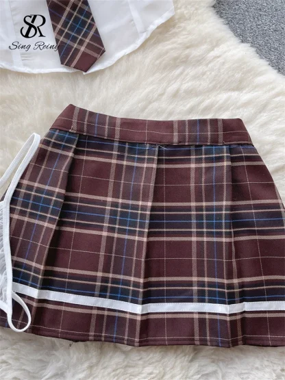 Sexy Plaid Uniform Skirt Set - Image 5