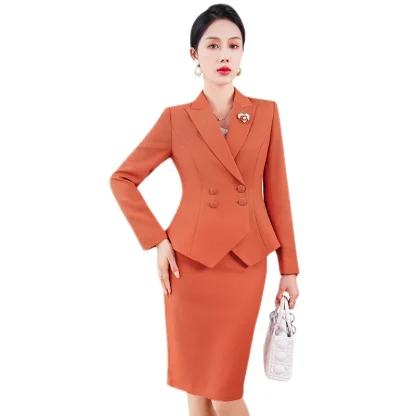 Long Sleeve Blazer and Skirt Set - Image 2