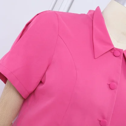Vintage-Like Lapel Button Skirt Set - Image 6