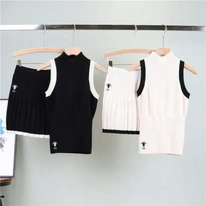 High Neck Tank Pleated Skirt Set - Image 4