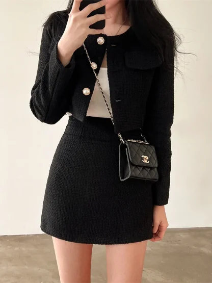 Chic Autumn Tweed Skirt Set - Image 2