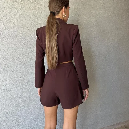 Slim Fit Cropped Blazer and Skirt Set - Image 2
