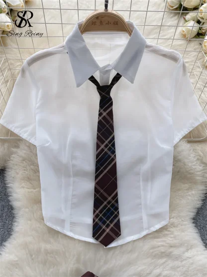 Sexy Plaid Uniform Skirt Set - Image 3