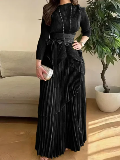 Irregular Hem Belted Skirt Set