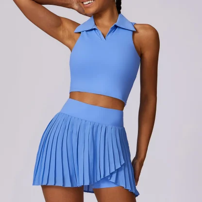 Sports Fitness Pleated Skirt Set - Image 3