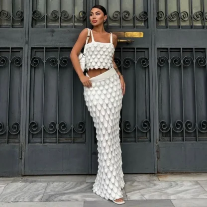 Chic Tweed Crop Top Skirt Set - Image 6