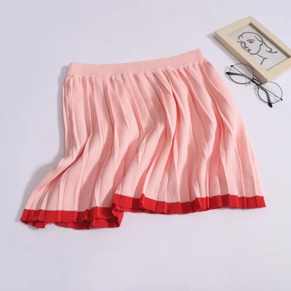 Sweet V-Neck and Mini Pleated Skirt Set - Image 5