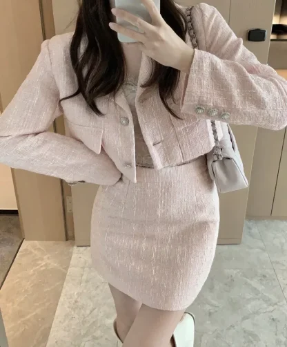 Two-Piece Tweed Jacket & Skirt Set - Image 3