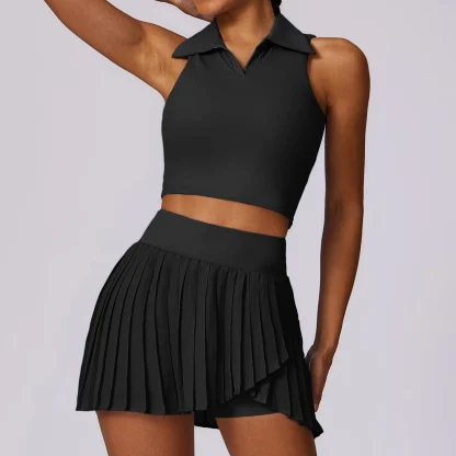 Sports Fitness Pleated Skirt Set