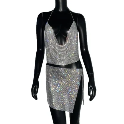 Sequin Halter Backless Skirt Set - Image 6
