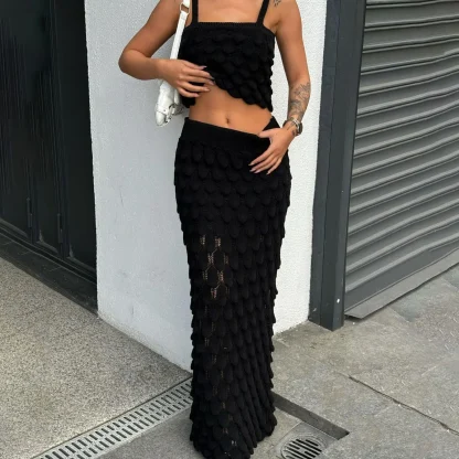 Chic Tweed Crop Top Skirt Set - Image 5