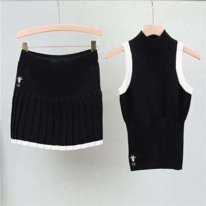 High Neck Tank Pleated Skirt Set - Image 6