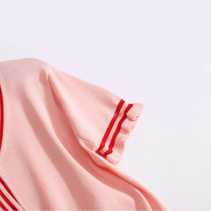 Sweet V-Neck and Mini Pleated Skirt Set - Image 4