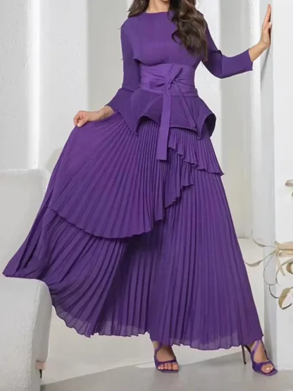 Irregular Hem Belted Skirt Set - Image 5