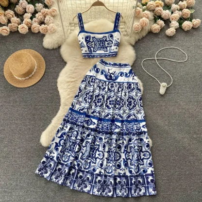 Print Crop Top and Maxi Skirt Set