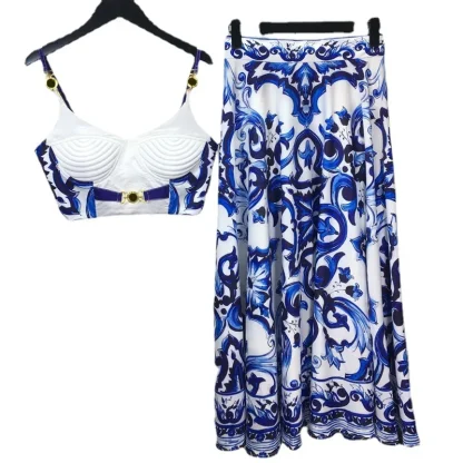 Tank Top Printed Long Skirt Set