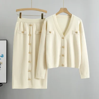 Matching Knit Blazer Skirt Set - Image 4