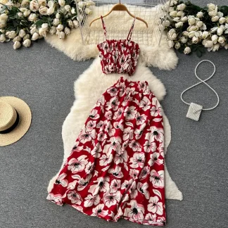 Red Skirt Set