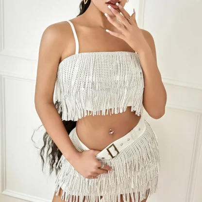 Chic Sleeveless Sequins Skirt Set - Image 5