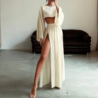 High Waist Slit Summer Skirt Set - Image 4