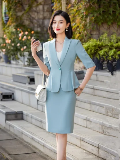 Ruffle Hem Blazer Skirt Set - Image 4