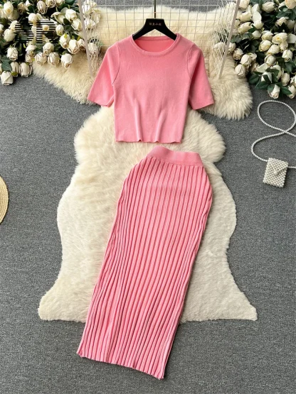 Summer Knit Top Long Skirt Set - Image 4