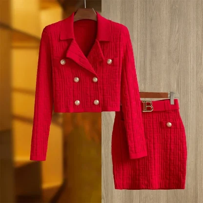Stretch Knit Top and Skirt Set - Image 4