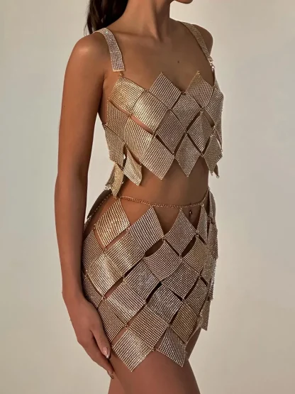 Sparkly Rhombus Mini Skirt Set - Image 5