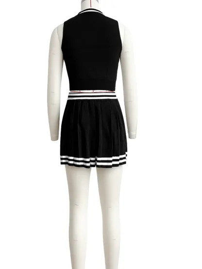 Sexy Pleated Collared Skirt Set - Image 5