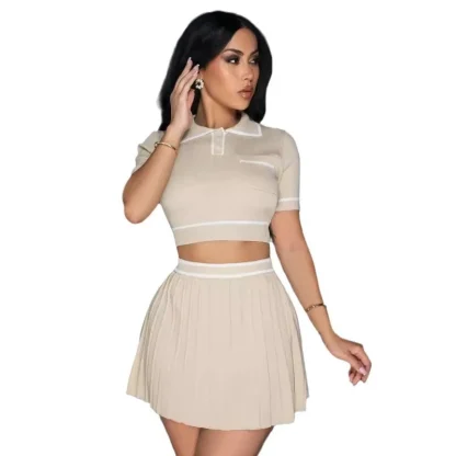 Knitted Crop Top Skirt Set - Image 5