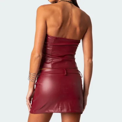 Front Zipper Tube Top and Skirt Set - Image 5