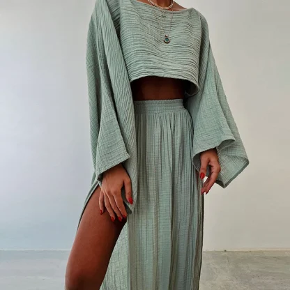 High Waist Slit Summer Skirt Set - Image 3