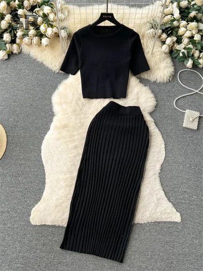 Summer Knit Top Long Skirt Set - Image 5