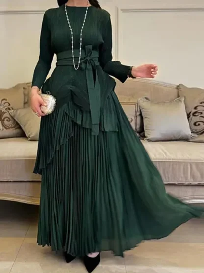Irregular Hem Belted Skirt Set - Image 4