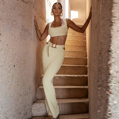 Knit Cropped Top and Long Skirt Set