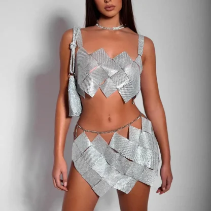 Sparkly Rhombus Mini Skirt Set - Image 3