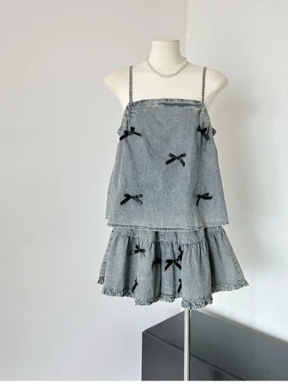Aesthetic Denim Skirt Set